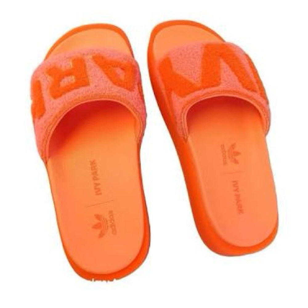 Beyoncé's New Ivy Park x Adidas Collection .Solar orange Slides.
